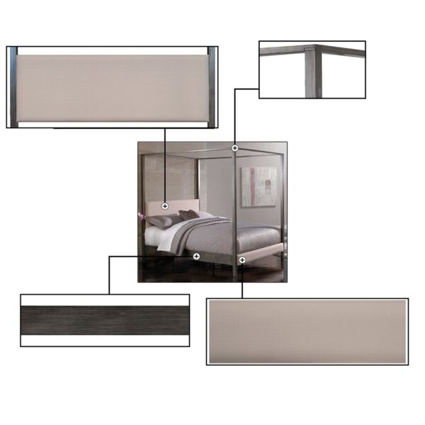 King size Modern Metal Platform Canopy Bed Frame with Upholstered Headboard and Footboard - Image 3