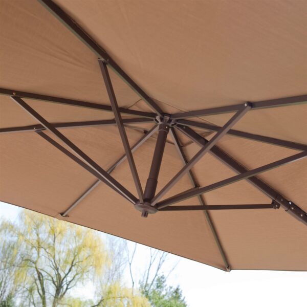 Modern 8.5-Ft Offset Cantilever Square Patio Umbrella  with Mocha Shade - Image 2
