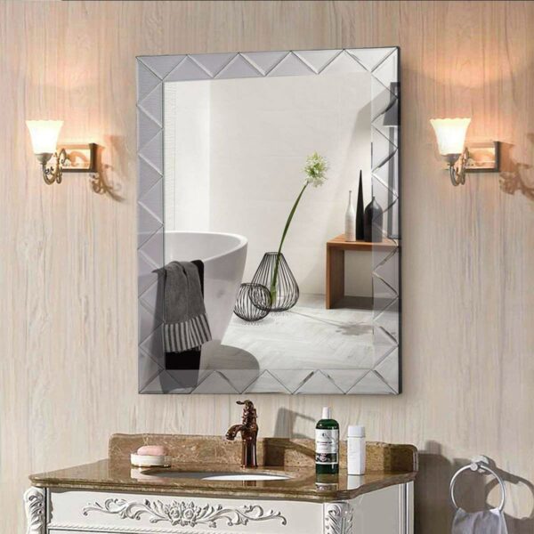 Modern Rectangle 30 x 21 inch Beveled Bathroom Wall Mirror - Image 2