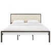 King size Modern Metal Platform Bed Frame with Beige Upholstered Headboard - Image 2