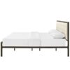 King size Modern Metal Platform Bed Frame with Beige Upholstered Headboard - Image 3