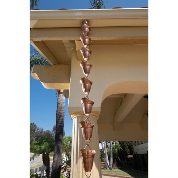 Pure Copper 8.5-Ft Bell Cone Shape Rain Chain - Image 2