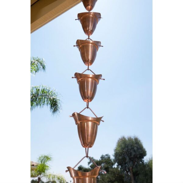 Pure Copper 8.5-Ft Bell Cone Shape Rain Chain - Image 4