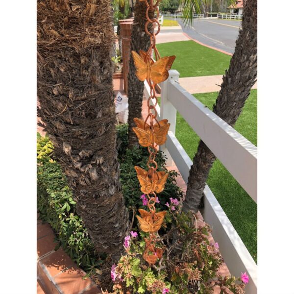 Mariposa 8-Ft Butterfly Copper Rain Chain Downspout - Image 2
