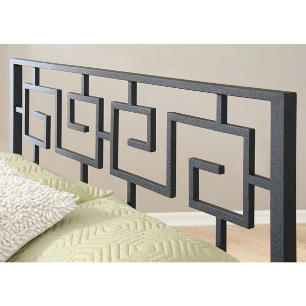 Full size Modern Meander Greek Key Style Headboard in Black Metal Finish - Image 3