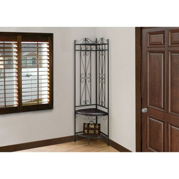 Rustic Entryway Corner Copper Metal Hall Tree Brown - Image 2