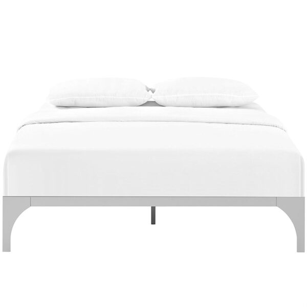 King size Modern Metal Platform Bed Frame in Silver Finish with Wood Slats - Image 3