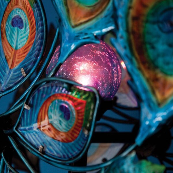 Peacock Solar Multi-Color Wind Spinner Outdoor Lawn Garden Decor - Image 2