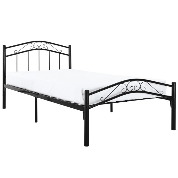 Twin size Black Metal Platform Bed with Headboard and Footboard - Image 3