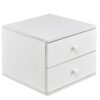 Modern White Wood 2-Drawer Accent End Table Nightstand