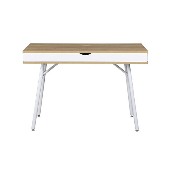 Modern Heavy Duty Laptop Computer Desk with Storage Drawer in Pine Wood Finish - Image 2