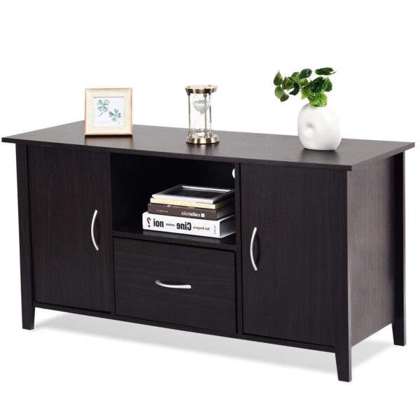 Modern 48-inch Dark Brown Wood TV Stand Media Cabinet - Image 3