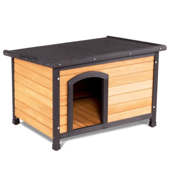 Medium Fir Wood Log Cabin Style Outdoor Dog House - Image 3