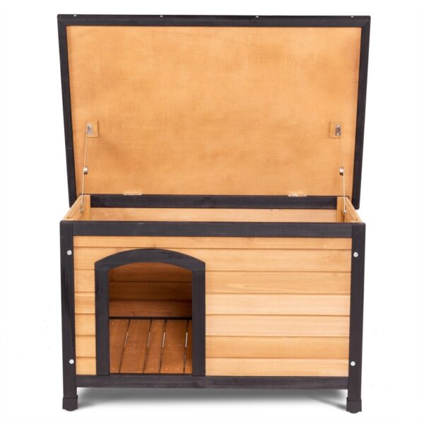Medium Fir Wood Log Cabin Style Outdoor Dog House - Image 4