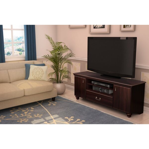 Traditional Style TV Stand in Dark Mahogany Finish - Fits TVs up to 60-inch - Image 2