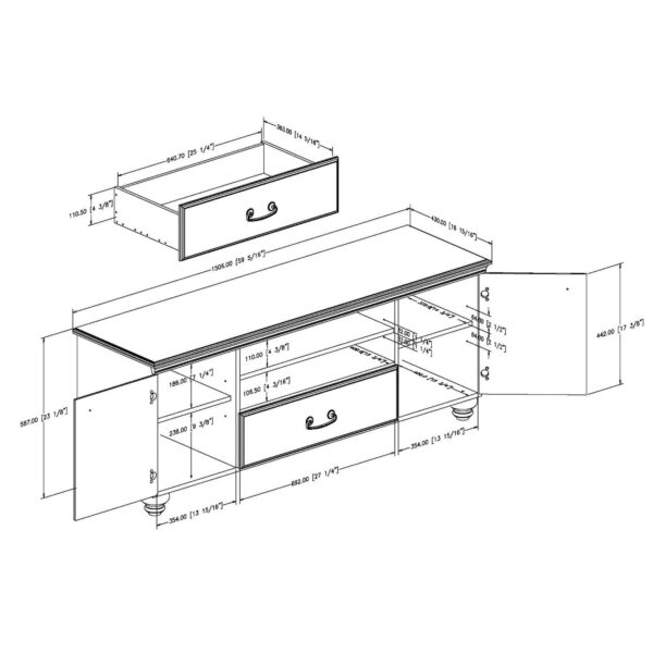 Traditional Style TV Stand in Dark Mahogany Finish - Fits TVs up to 60-inch - Image 3