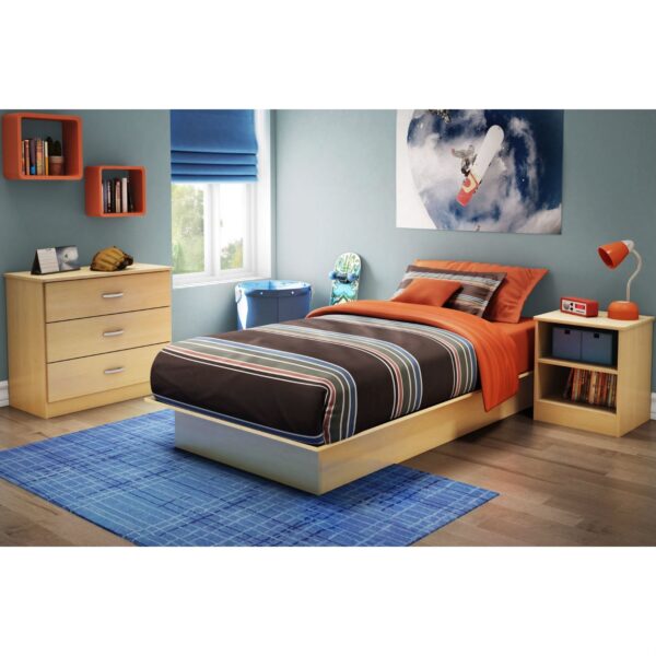 Twin size Platform Bed Frame in Maple Wood Finish - Image 2