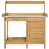 Natural Fir Wood Potting Bench Garden Work Table with Metal Top - Image 2
