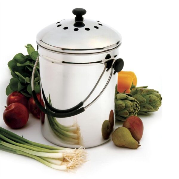 Stainless Steel Kitchen Compost Keeper Bin with Charcoal Filter - Image 2
