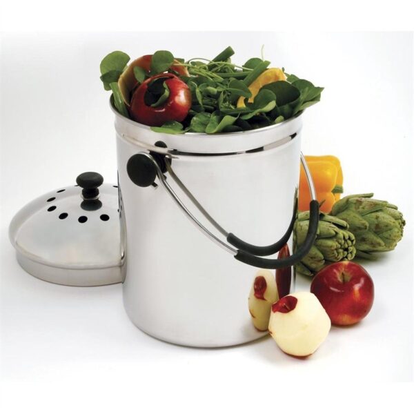 Stainless Steel Kitchen Compost Keeper Bin with Charcoal Filter - Image 3