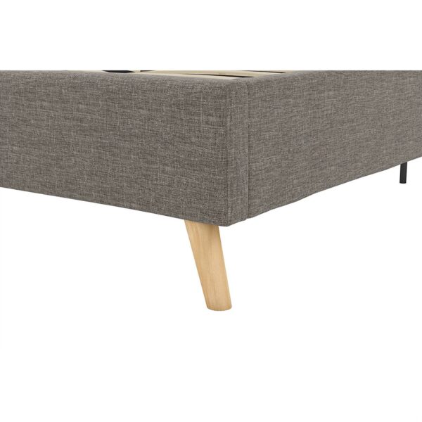 Full size Grey Linen Upholstered Platform Bed with Wingback Headboard - Image 4