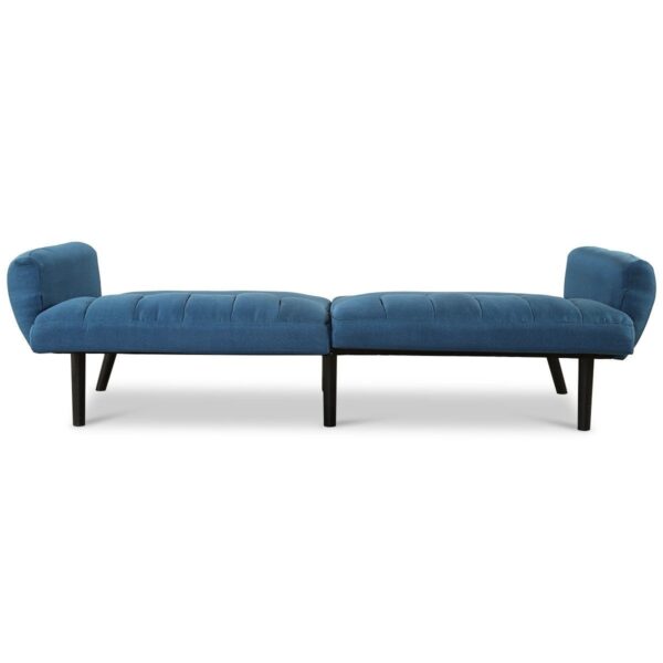 Modern Mid-Century Navy Blue Linen Futon Sofa Bed Couch - Image 5