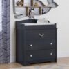 Nautical Nursery 3 Drawer Rope Handle Baby Changing Table in Dark Blue - Image 2