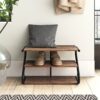 Modern Industrial Metal Wood 3-Tier Shoe Rack - Holds up to 9 Pair of Shoes - Image 3