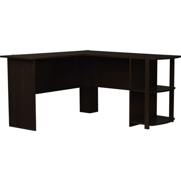 L-Shaped Corner Computer Office Desk in Dark Brown Espresso Finish - Image 2