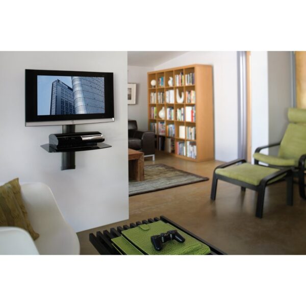 Black Audio Video Wall Shelf for DVD Player Cable Box Nettop PC etc - Image 3