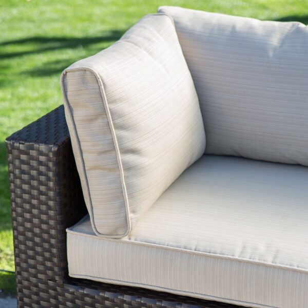 Outdoor Wicker Resin 6-Piece Sectional Sofa Patio Furniture Conversation Set with Tan Stripe Cushions - Image 4