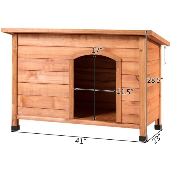 Large Solid Wood Outdoor Dog House with Hinged Asphalt Roof - Image 2