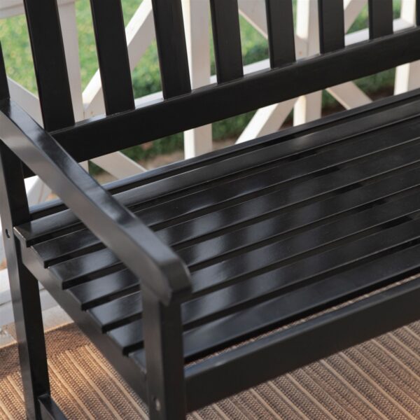 5-Ft Outdoor Curved Back Garden Bench with Armrest in Black Wood Finish - Image 3