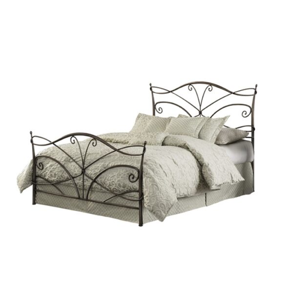 Queen size Metal Bed with Headboard and Footboard in Brushed Bronze Finish - Image 2
