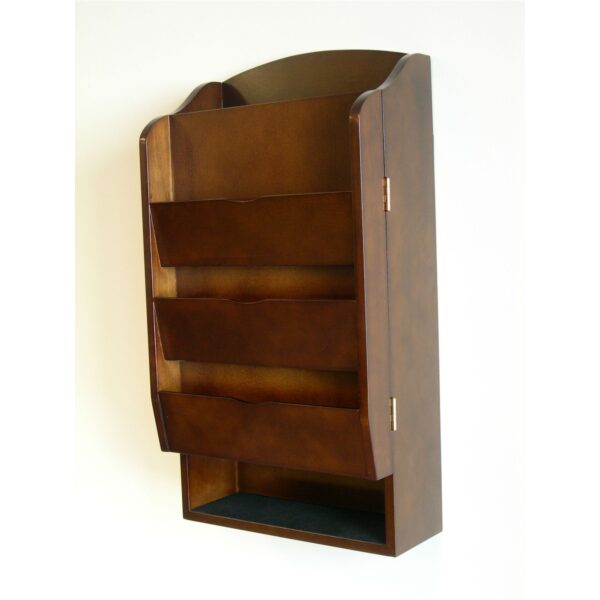 Door / Wall Mount Organizer Letter Holder Mail Sorter in Dark Walnut - Image 2