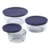 6-Piece Round Glass Food Storage Set with Blue Lids - Made in USA - Image 2