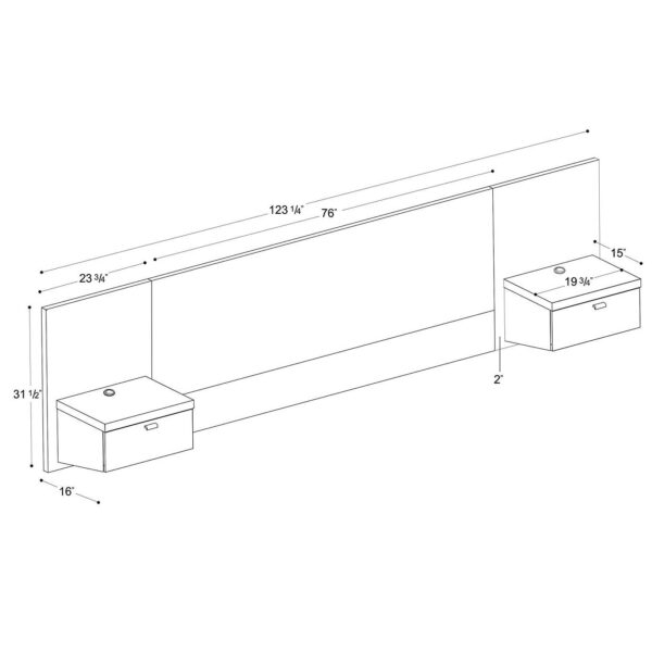 King size Floating Headboard with Nightstands in Espresso - Image 4