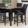 Counter Height 5-Piece Dining Set with Faux Marble Top Table and 4 Faux Leather Chairs - Image 5