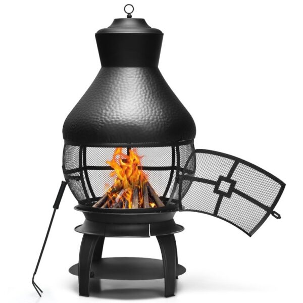 Portable Outdoor Wheeled Log Storage Rack and Wood Burning Fire Pit - Image 2