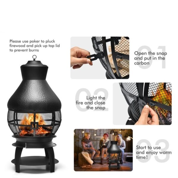Portable Outdoor Wheeled Log Storage Rack and Wood Burning Fire Pit - Image 3