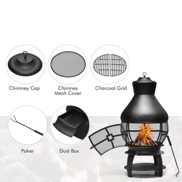 Portable Outdoor Wheeled Log Storage Rack and Wood Burning Fire Pit - Image 4