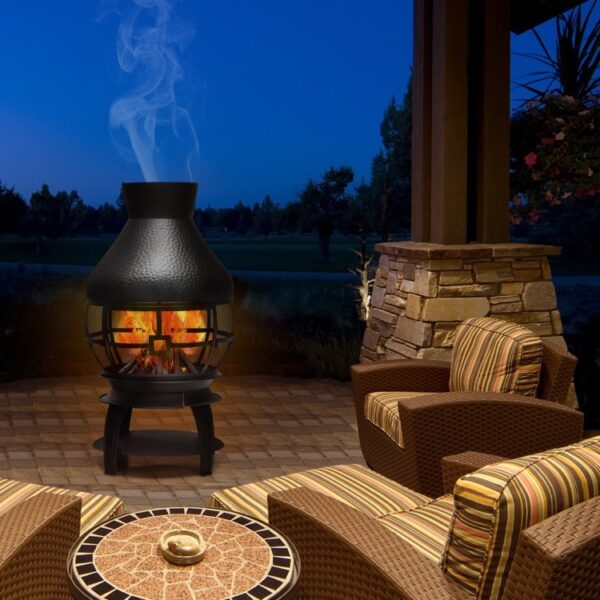 Portable Outdoor Wheeled Log Storage Rack and Wood Burning Fire Pit - Image 5