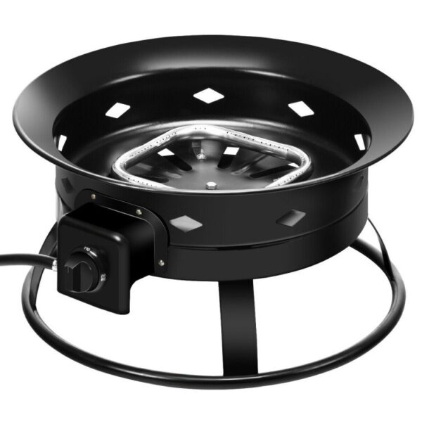 Portable Outdoor Black Metal Propane Fire Pit with Cover and Carry Kit - Image 2