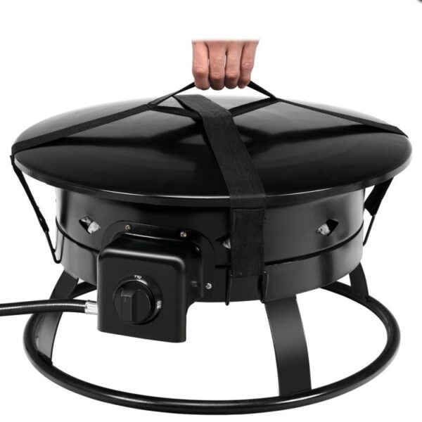 Portable Outdoor Black Metal Propane Fire Pit with Cover and Carry Kit - Image 5
