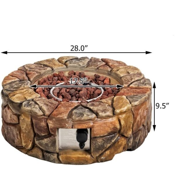 40,000 BTU Outdoor Circle Stone Gas Propane Fire Pit - Image 4