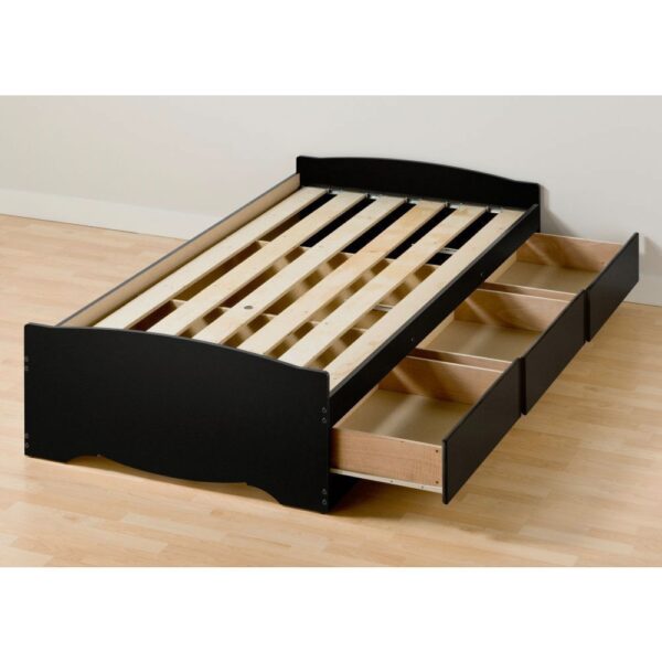 Twin XL Platform Bed Frame with 3 Storage Drawers in Black - Image 2