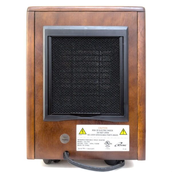 Infrared Space Heater 1500W with Remote w/ Dark Walnut Wood Cabinet - Image 2