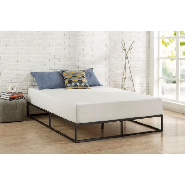 Queen size Modern 10-inch Low Profile Metal Platform Bed Frame with Wood Slats - Image 2