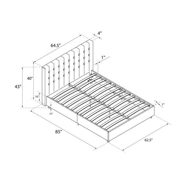 Queen Blue Linen Upholstered Platform Bed with Headboard - Image 5