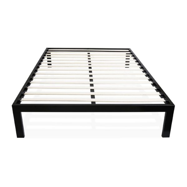 Queen size Modern Black Metal Platform Bed Frame with Wood Slats - Image 2